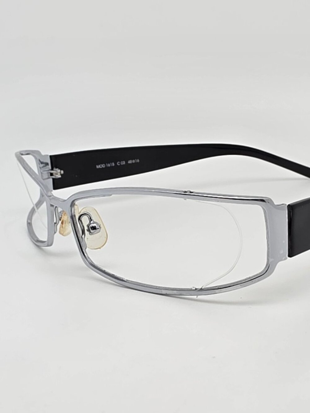 Spider Mod 1615 C 03 Silver Gloss Black Semi Rimless Eyeglasses Frame Italy 48mm